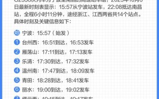 宁波到江西高铁时刻表最新版是？